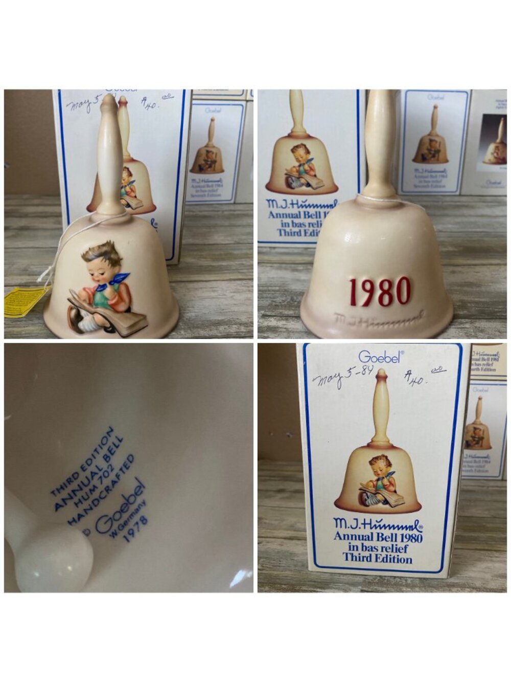 Hummel Annual Bells 1978-1986 Goebel Germany w/ Boxes Set of 9 - Picture 4 of 10